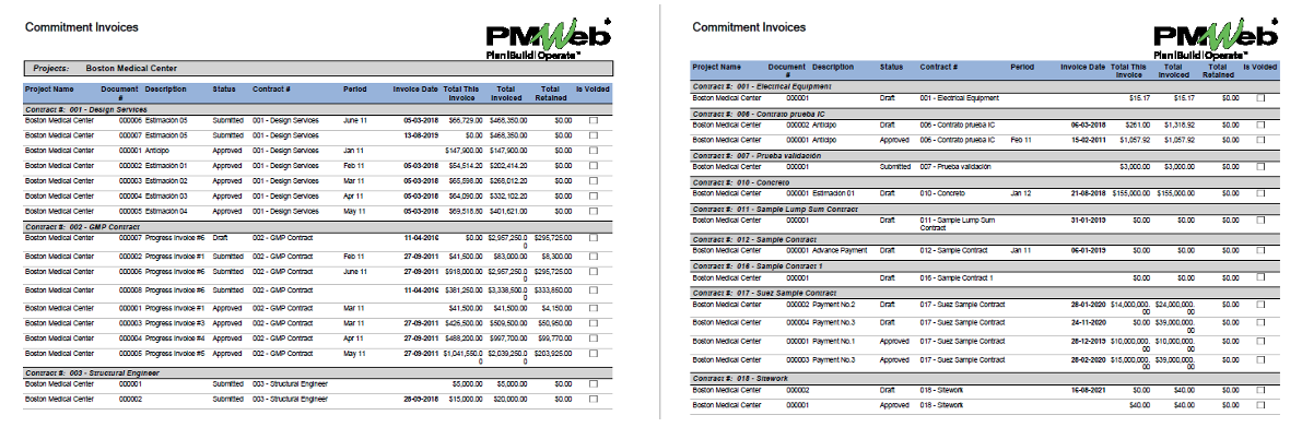 PMWeb 7 Commitment Invoices 