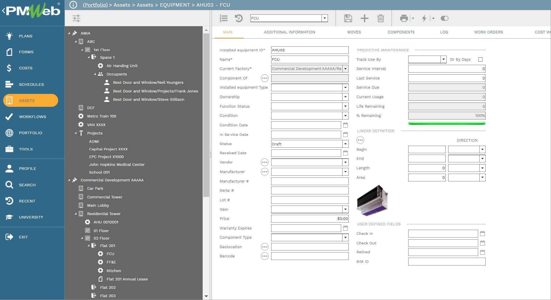 PMWeb 7 Assets Assets Equipment AHU02 FCU 
Main