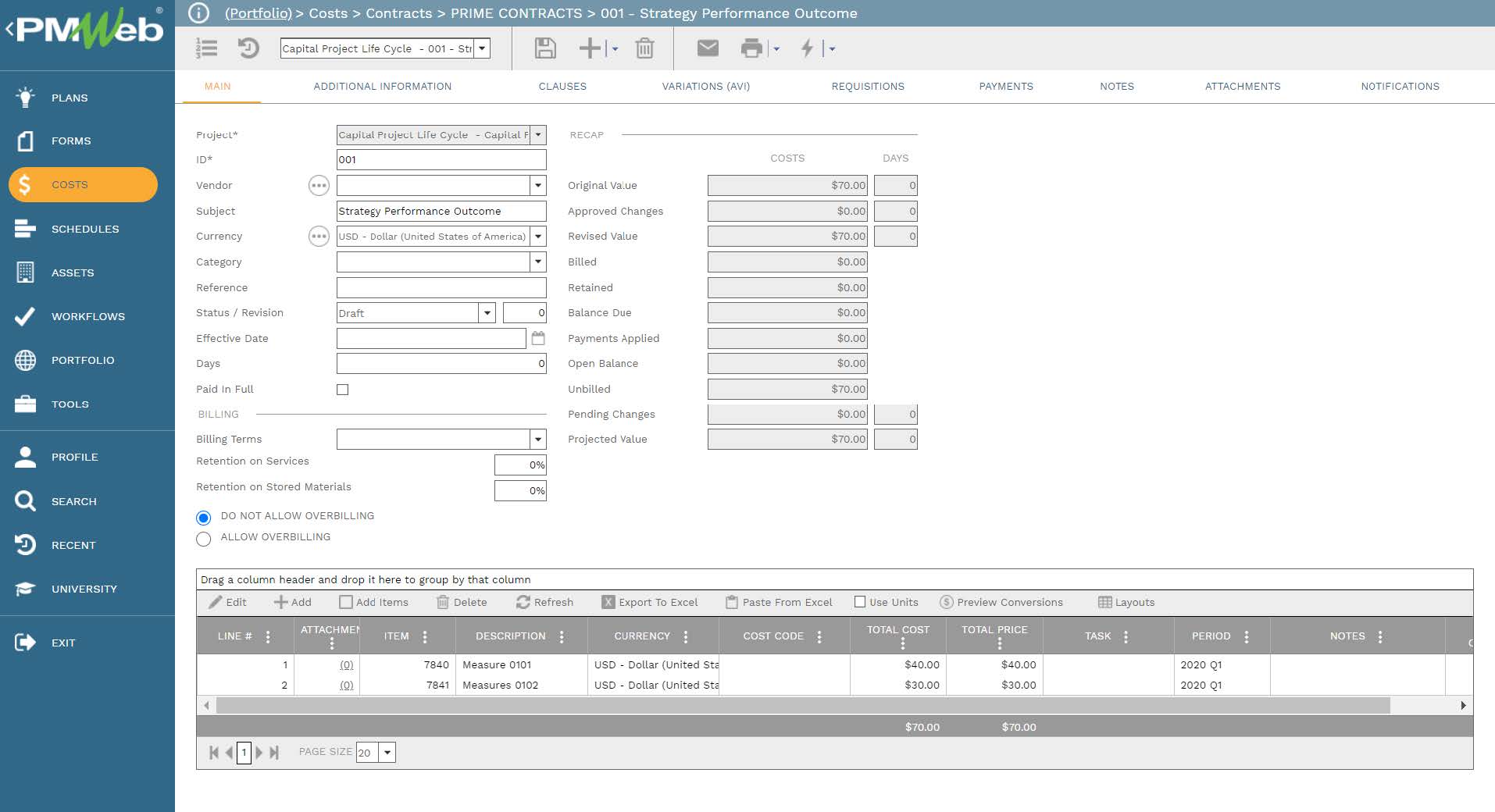 PMWeb 7 Costs Contracts Prime Contracts Strategy Performance Outcome
Main 