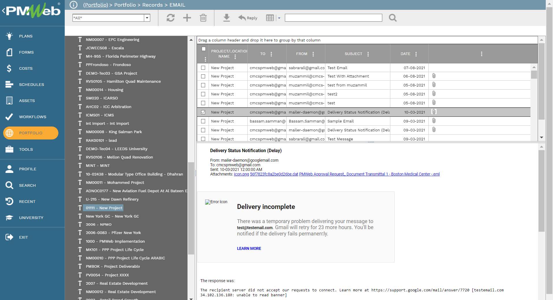 PMWeb 7 Portfolio Records Email 