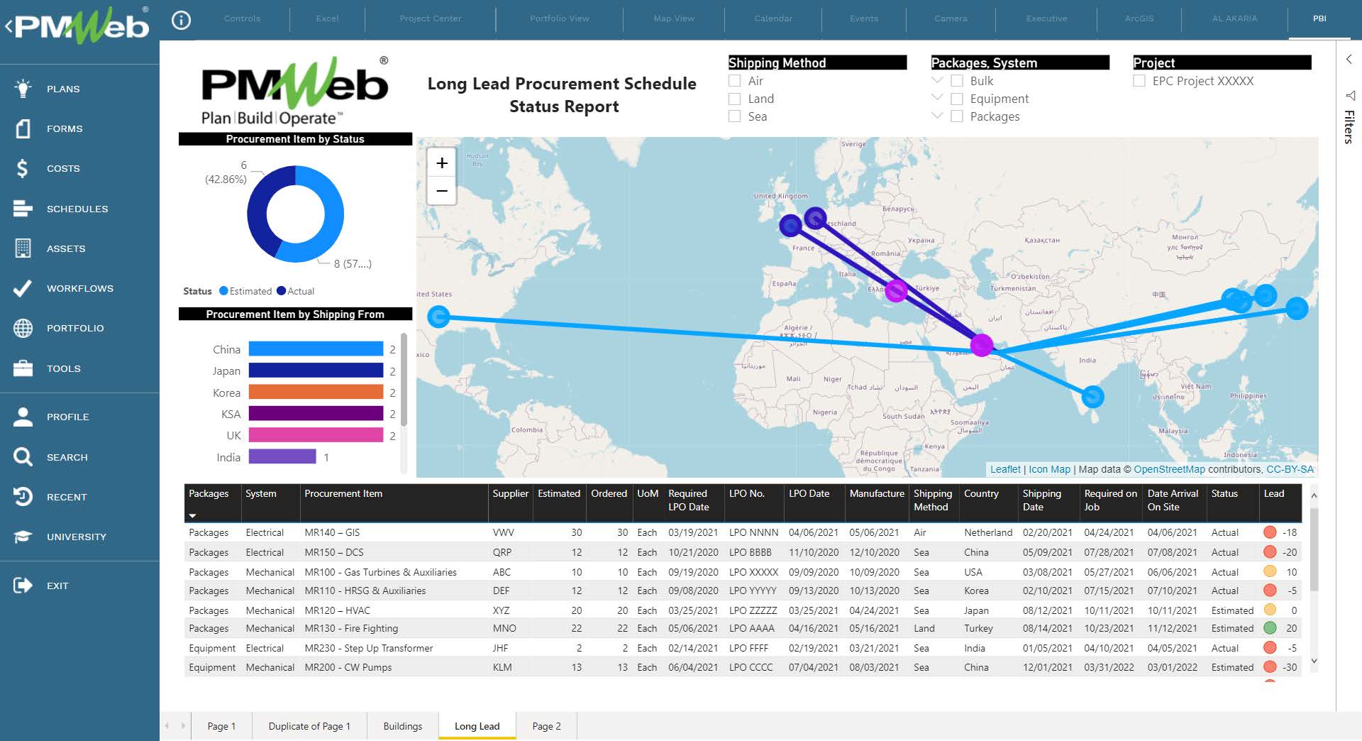 PMWeb 7 Long Lead Procurement Schedule Status Report