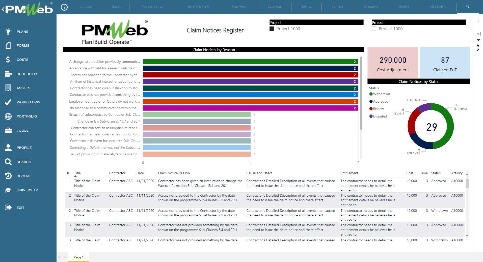 PMWeb 7 Claim Notices Register 