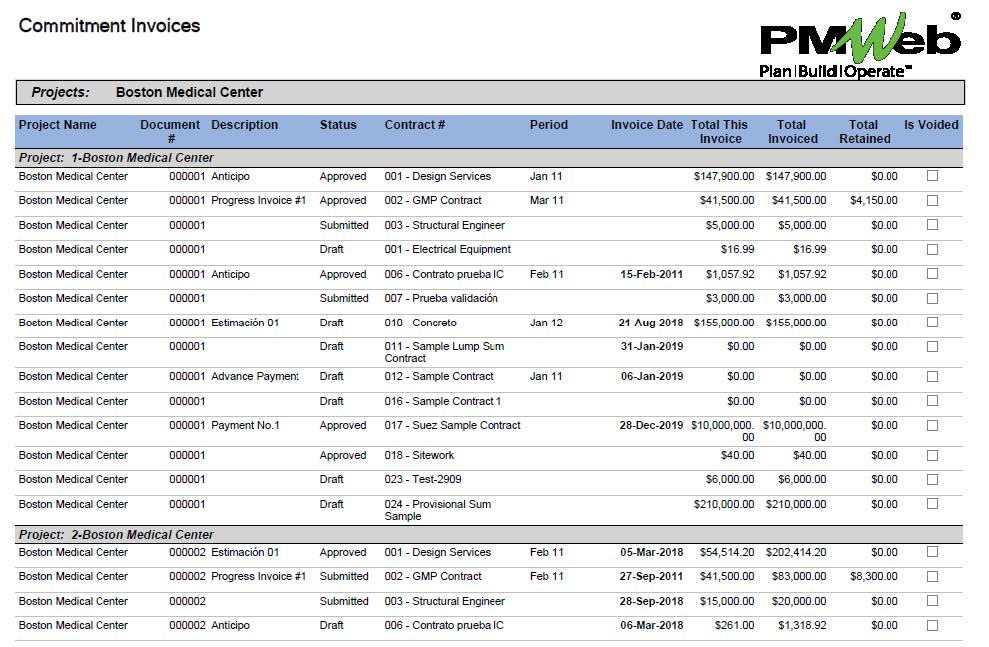 PMWeb 7 Commitment Invoices 