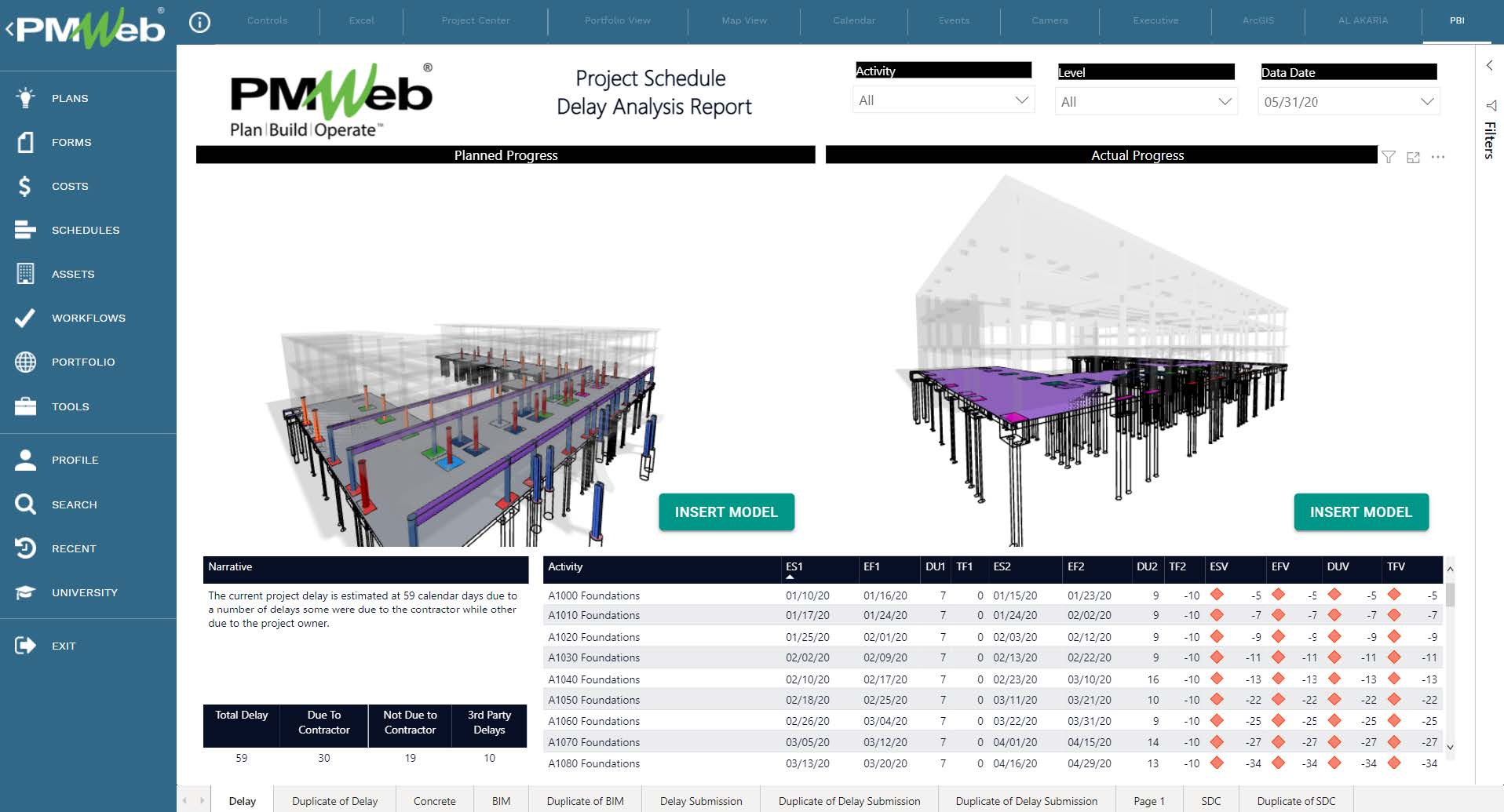 PMWeb 7 Project Schedule Delay Analysis Report