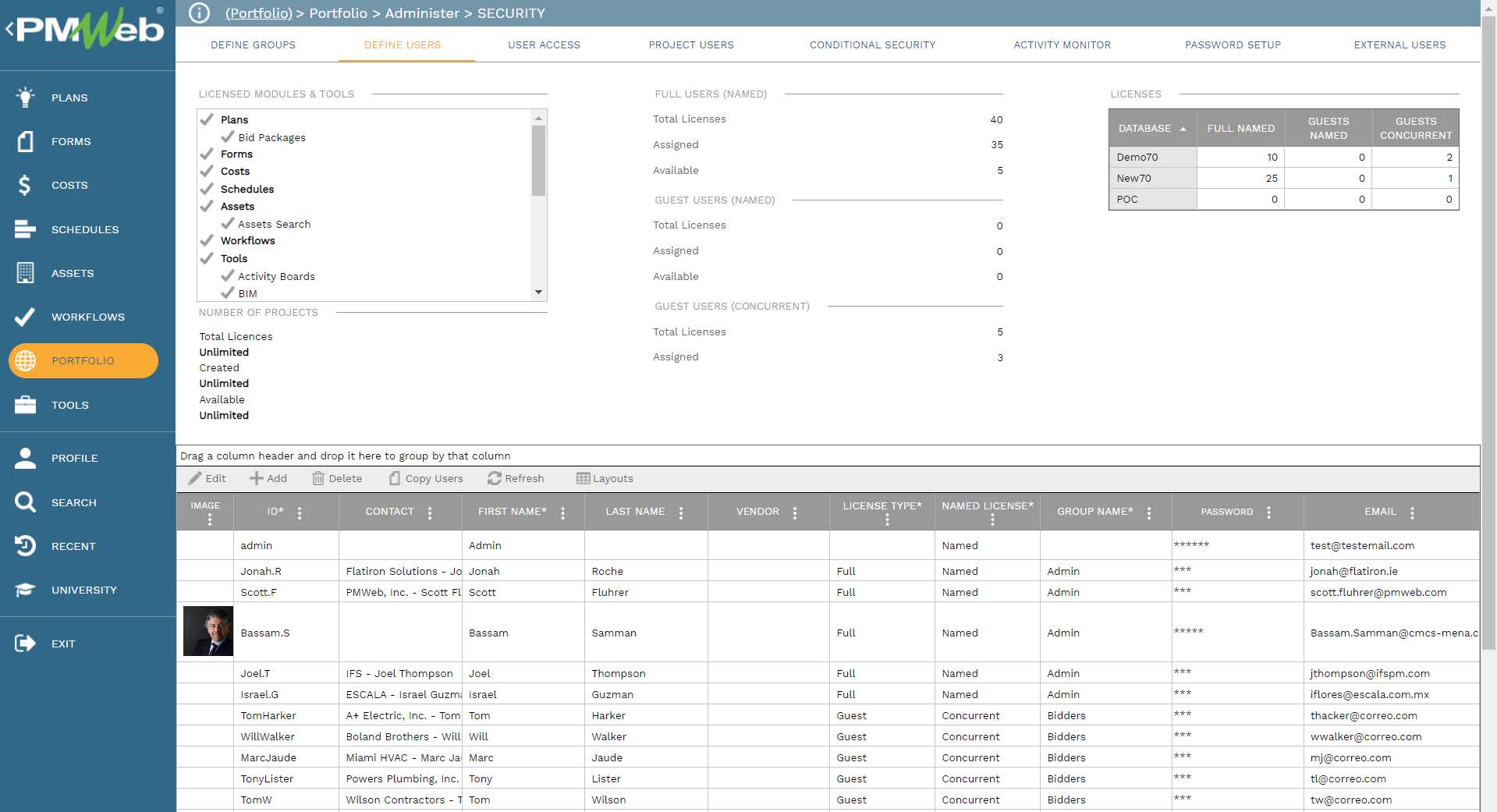 The Project Control System (PCS) Applications