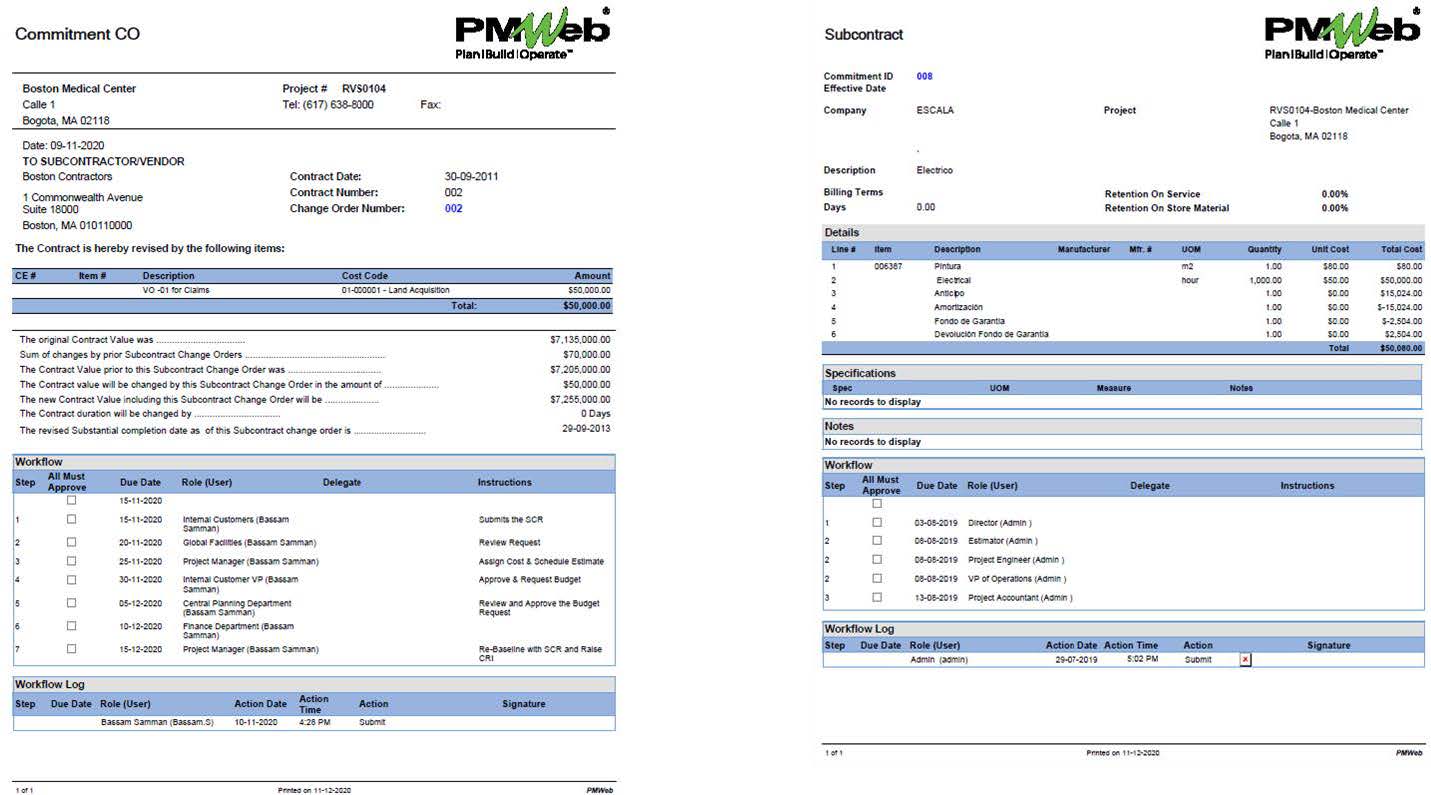 PMWeb 7 Commitment CO
Subcontract 