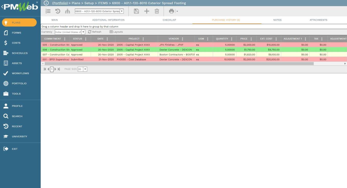 PMWeb 7 Plans Setup Items 6900 AD1.1-120-8010 Exterior Spread Footing 
Purchase History 