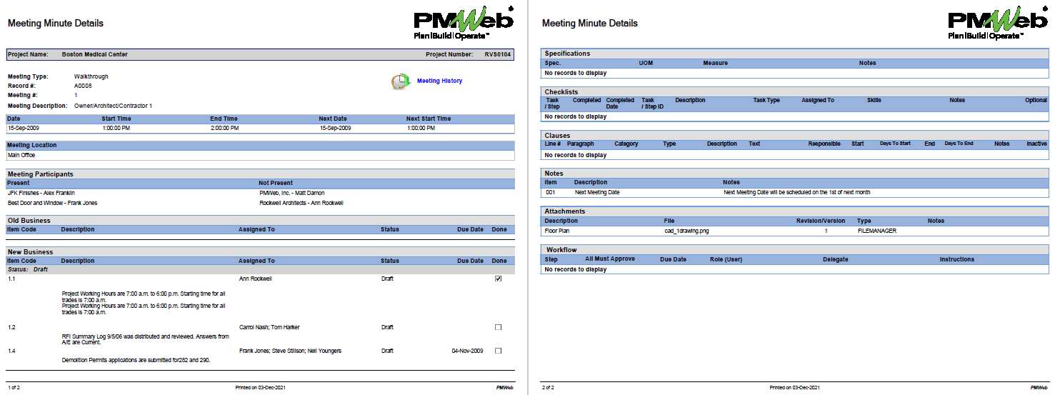 PMWeb 7 Meeting Minutes Details 