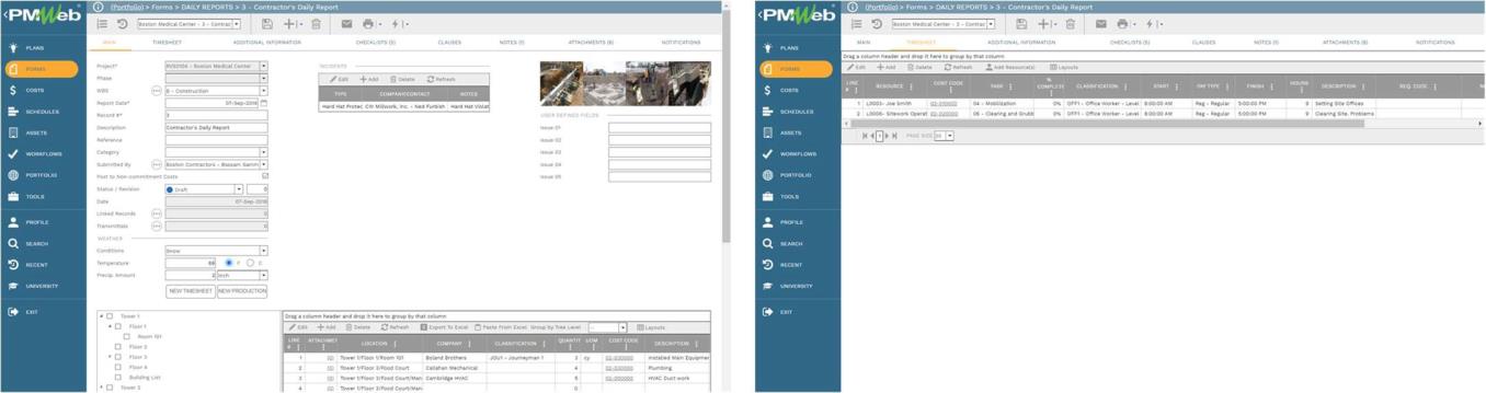 PMWeb 7 Forms Daily Reports Contractor 's Daily Report 
Main