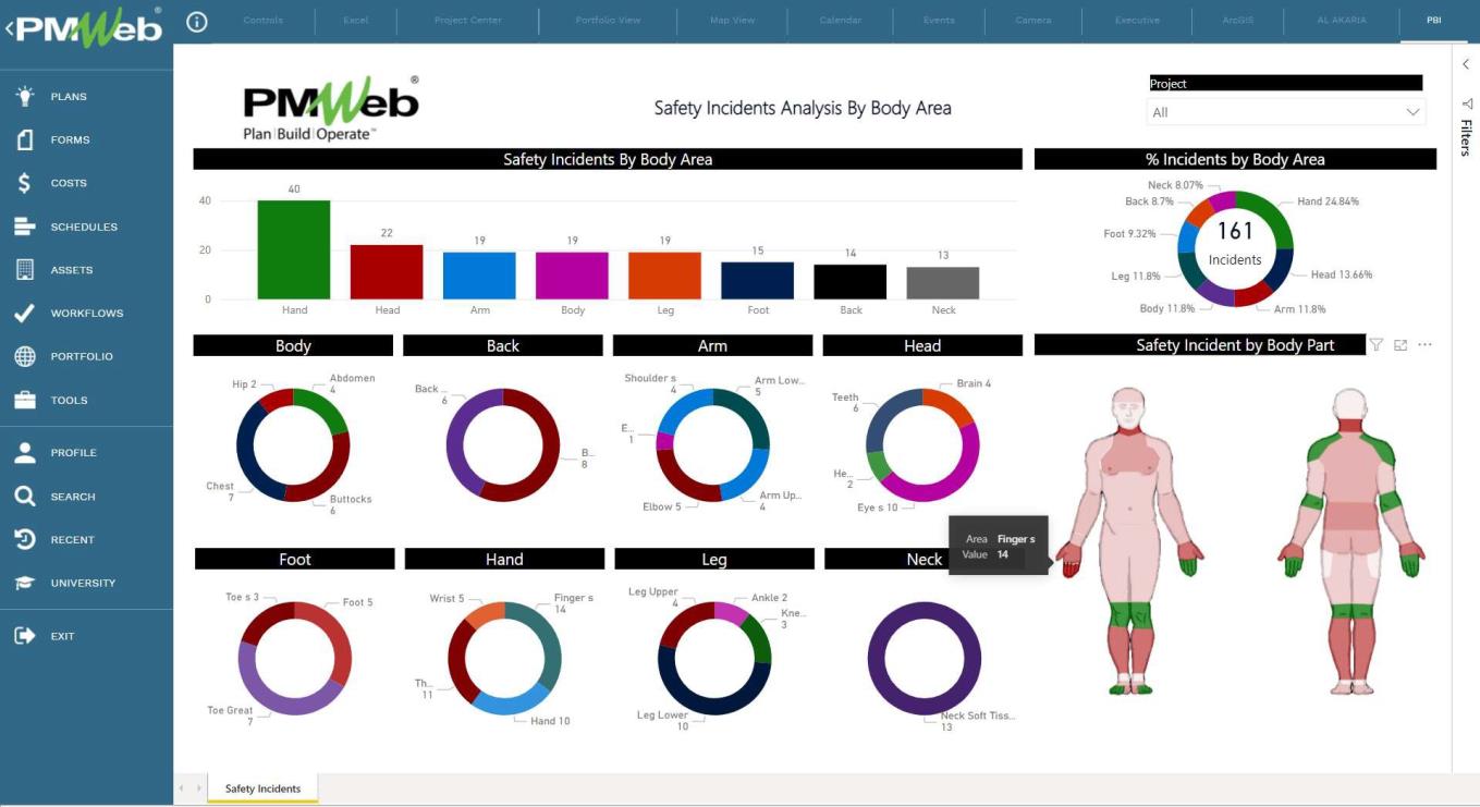 PMWeb 7 Safety Incidents Analysis by Body Area