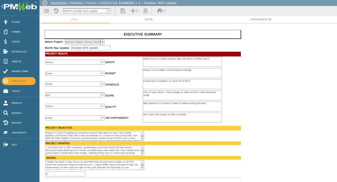 PMWeb 7 Portfolio Forms Executive Summary October 2103 Update 
Main 
Executive Summary 