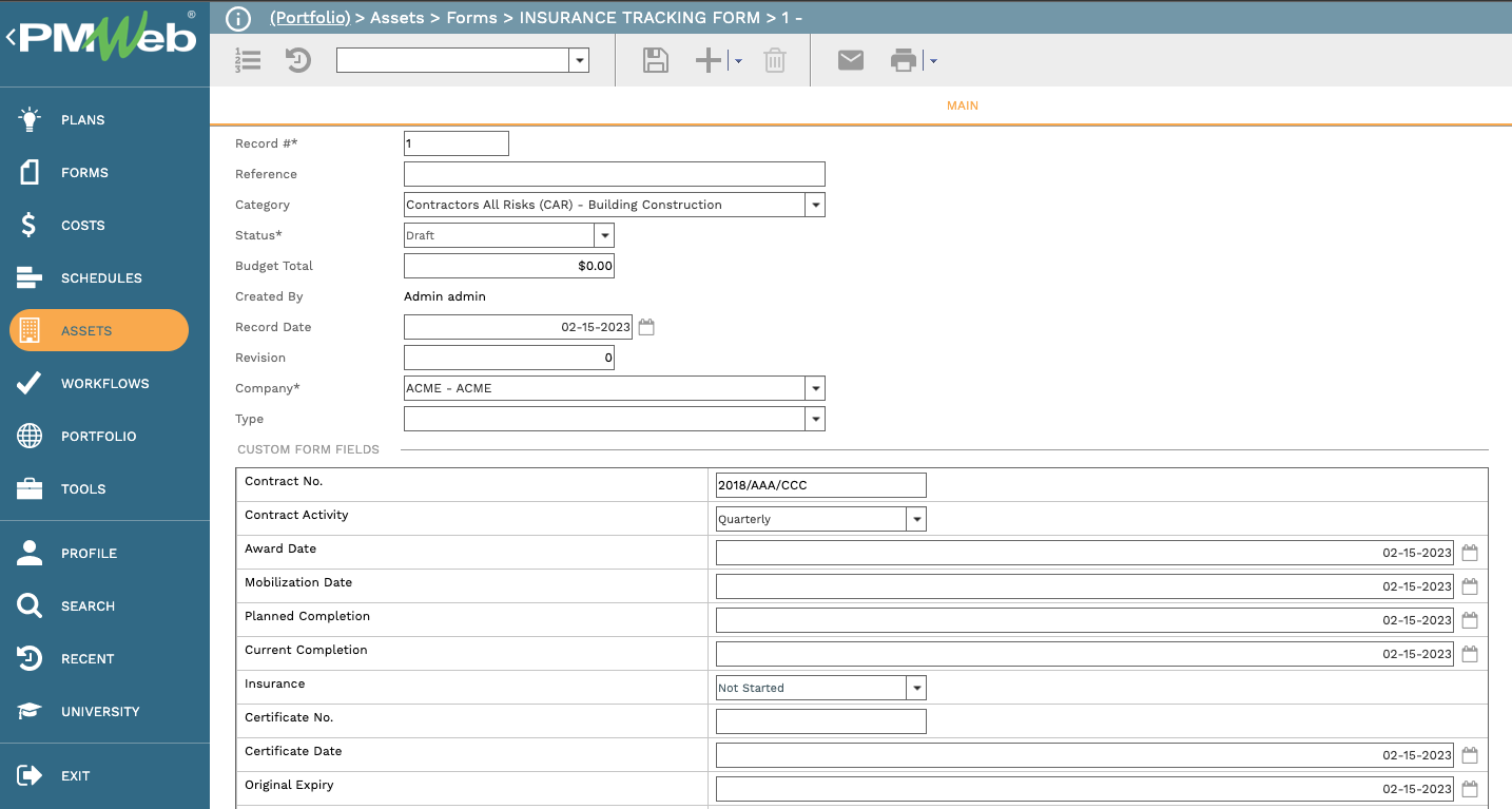 Tracking Contractors Insurance and Bond Certificates on Construction Projects