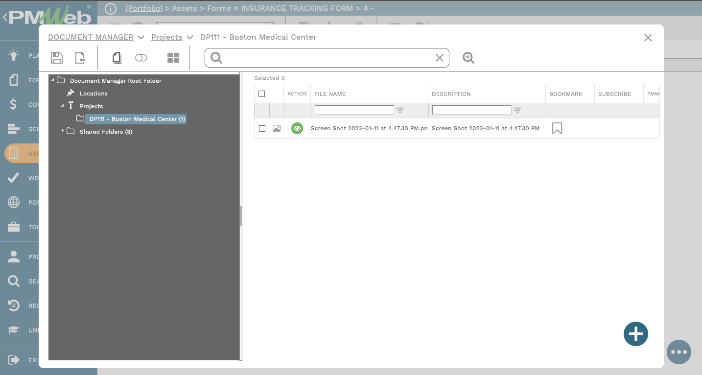 PMWeb 7 Assets Forms Insurance Tracking Form
Attachement 