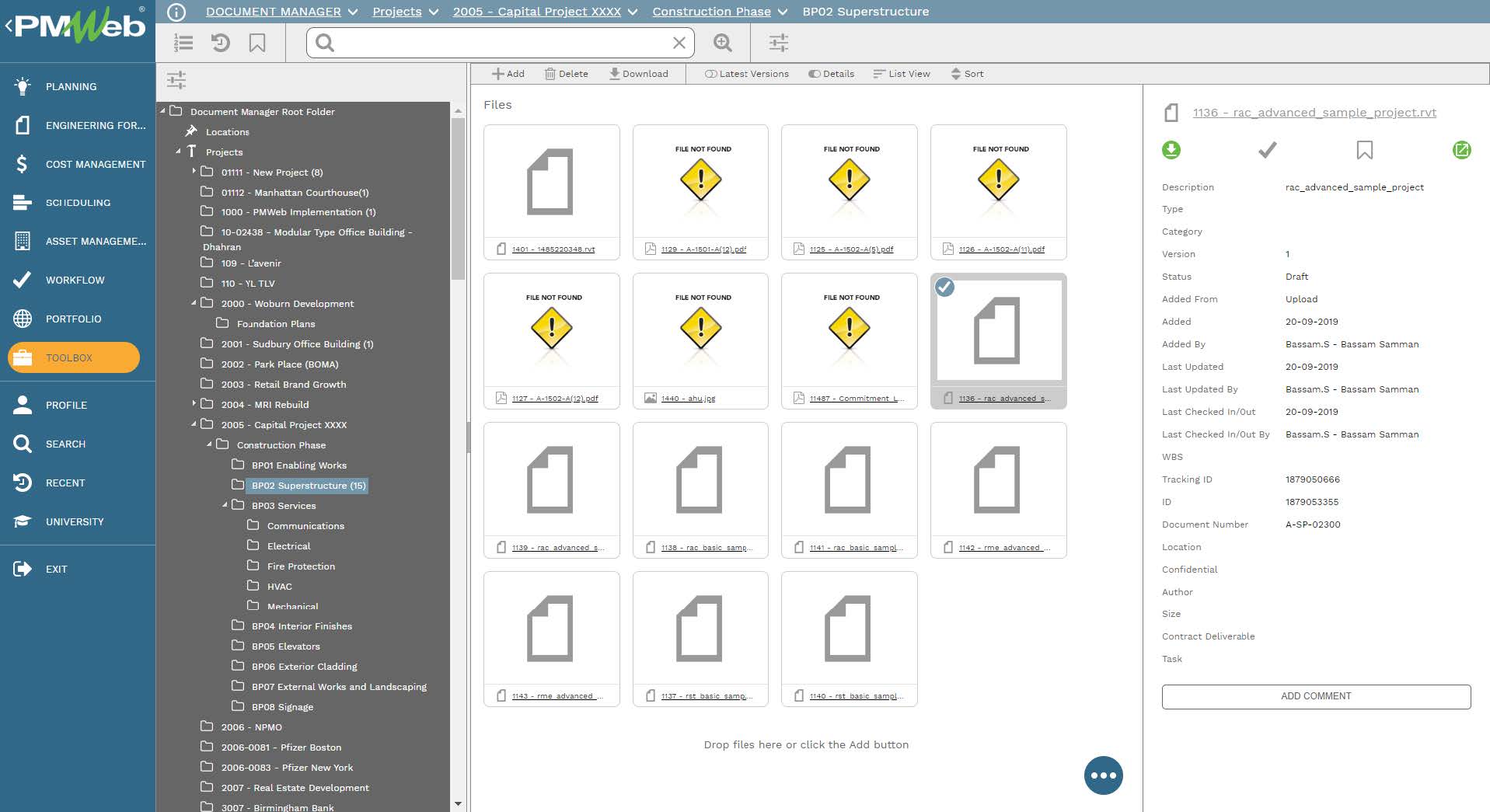 PMWeb 7 Document Manager 2005 Capital Project Projects Construction Phase BP02 Superstuctures