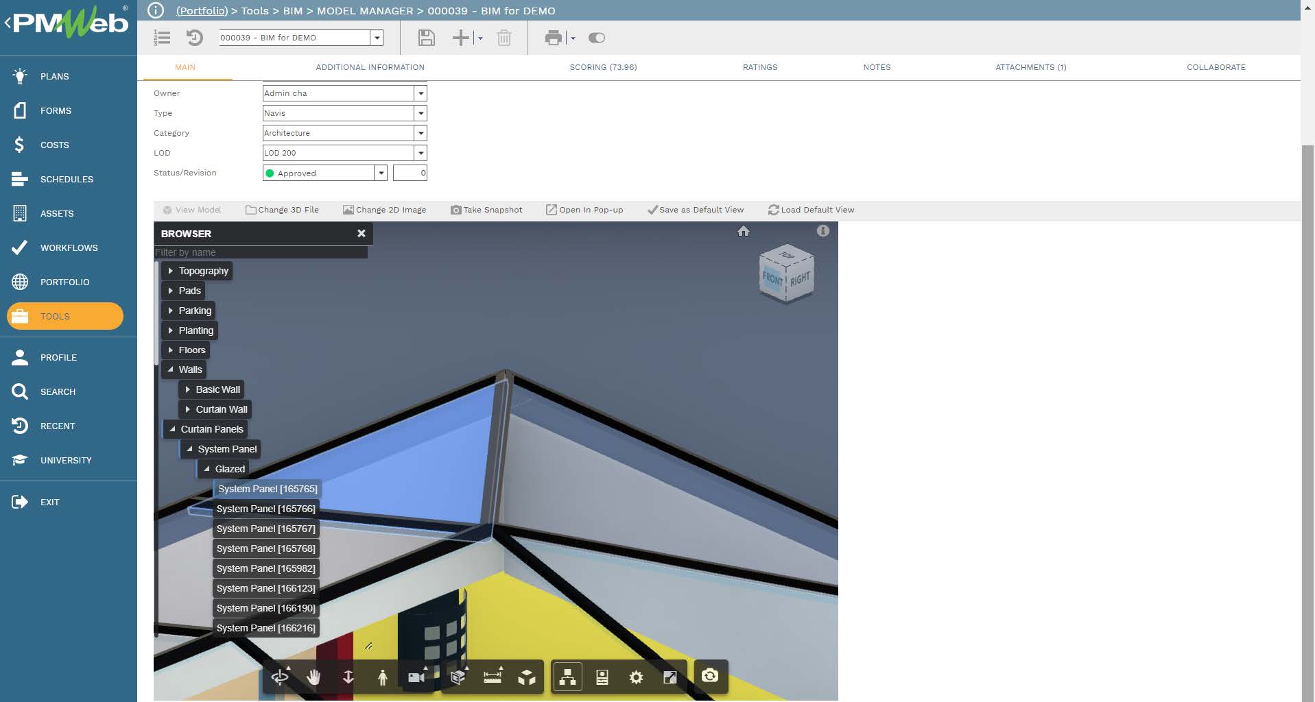 PMWeb 7 Tools BIM Model Manager BIM For Demo 