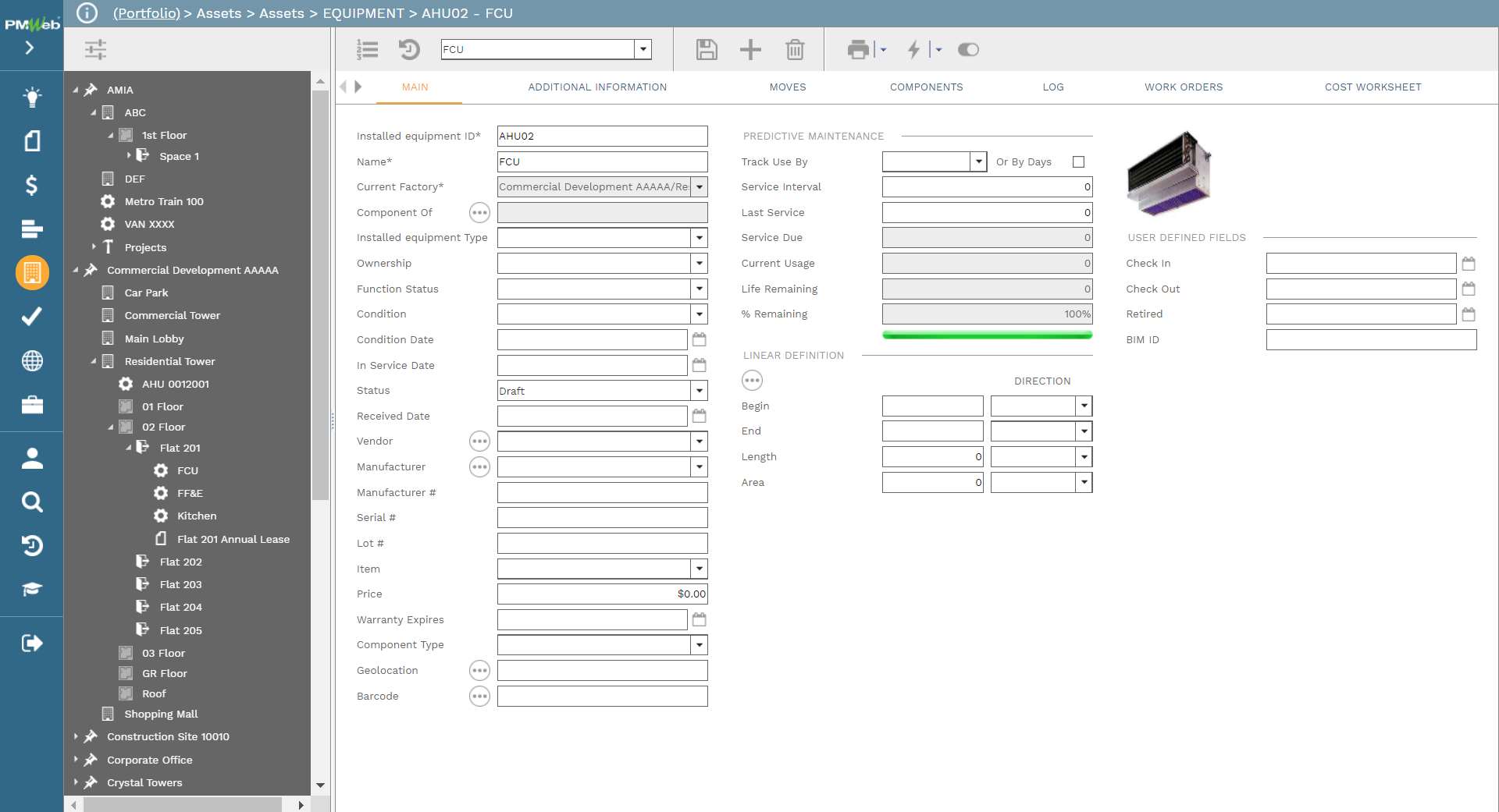 PMWeb 7 Assets Assets Equipment AHU02 FCU 
Main