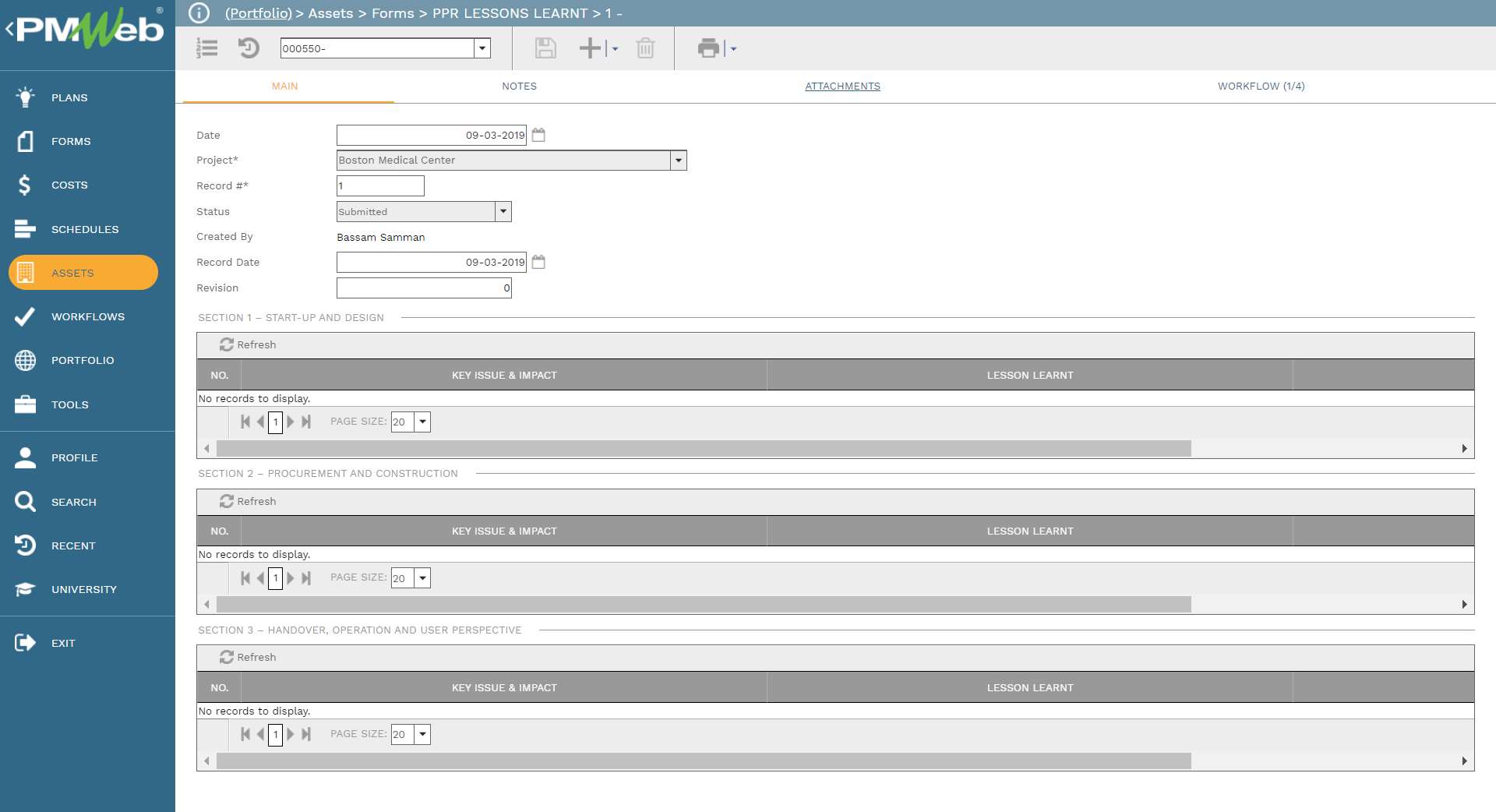 PMWeb 7 Assets Forms PPR Lessons Learnt 1
Main