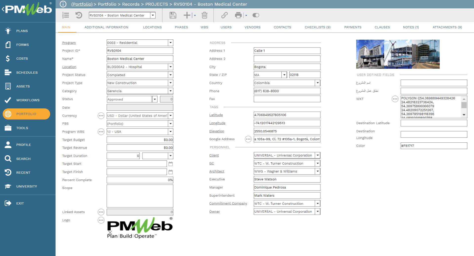 PMWeb 7 Portfolio Records Projects RVS0104 Boston Medical Center 
Main
