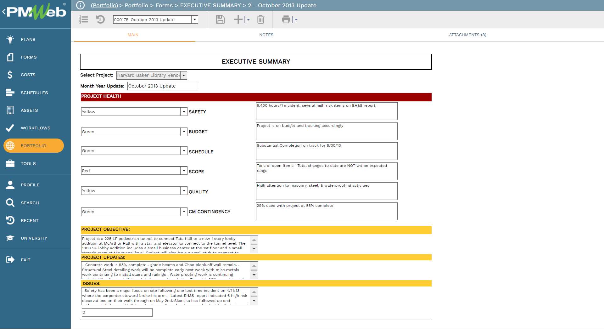 PMWeb 7 Portfolio Forms Executive Summary October 2013 Update
Main