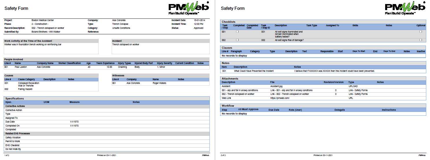 PMWeb 7 Safety Form 