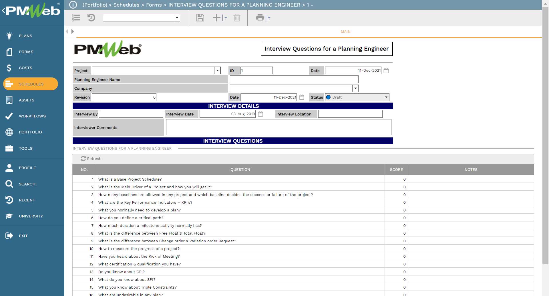 Formalizing Comprehensive, Transparent, and Unbiased Interview Questions for Approving Project Team Members to be Deployed on Construction Sites