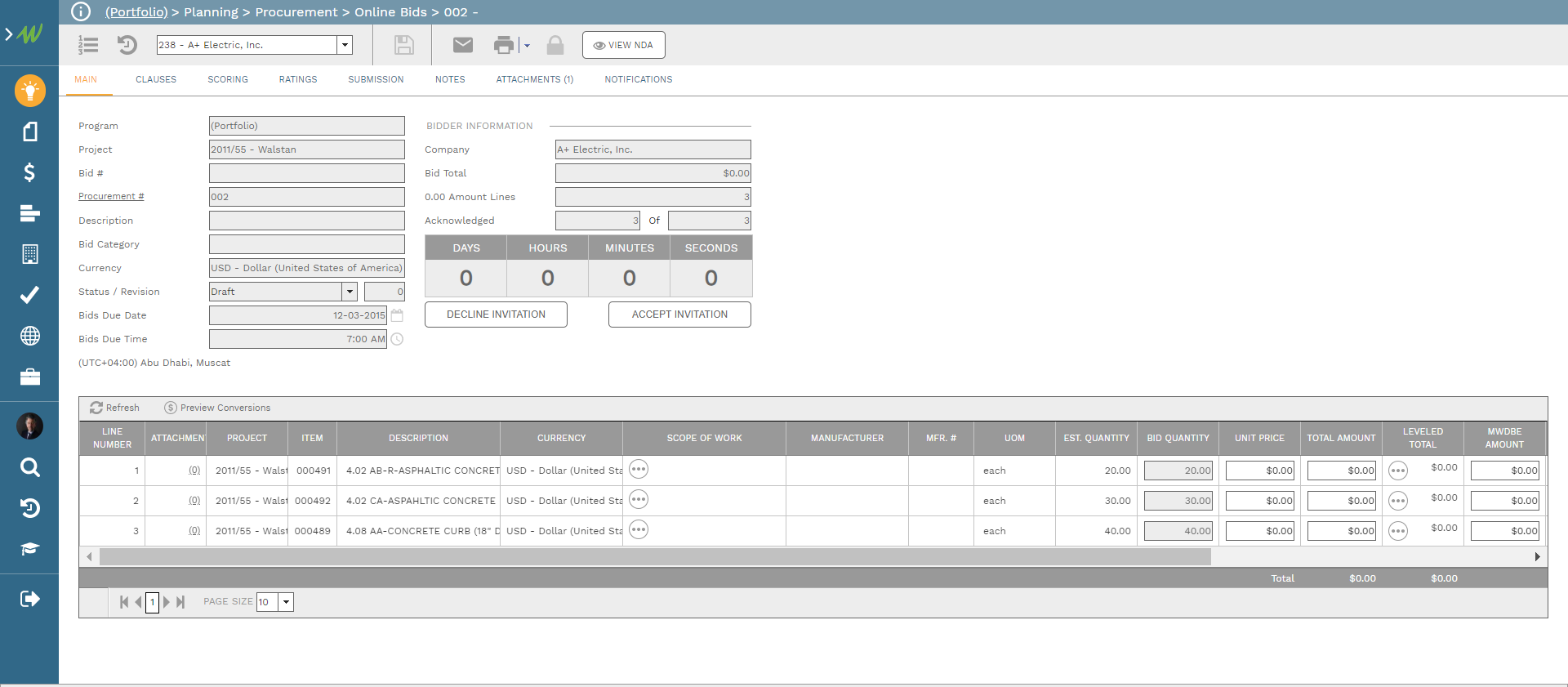 PMWeb 7 Planning Procurement Online Bids 002